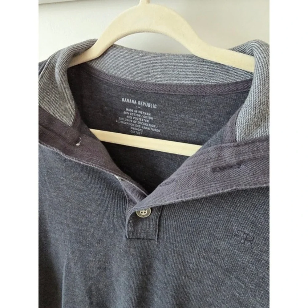 Banana Republic Mens Charcoal Grey Waffle Knit Long Sleeve Henley Shirt L‎